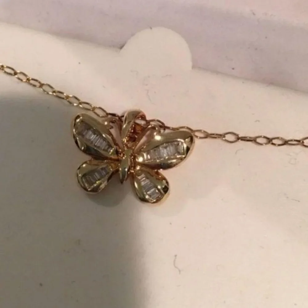 NEW Gold over Sterling Silver Butterfly Necklace